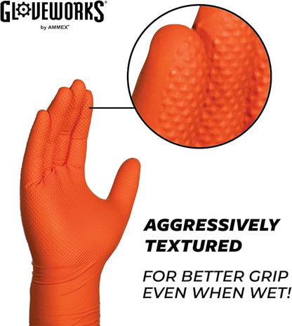 Gloveworks Heavy-Duty Disposable Gloves Powder-Free, Orange