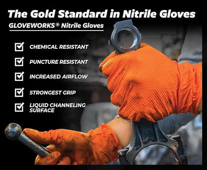 Gloveworks Heavy-Duty Disposable Gloves Powder-Free, Orange