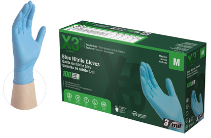 Ammex Non-Sterile Disposable Gloves, Powder-Free, Blue