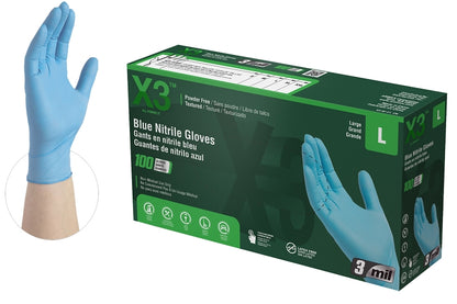 Ammex Non-Sterile Disposable Gloves, Powder-Free, Blue