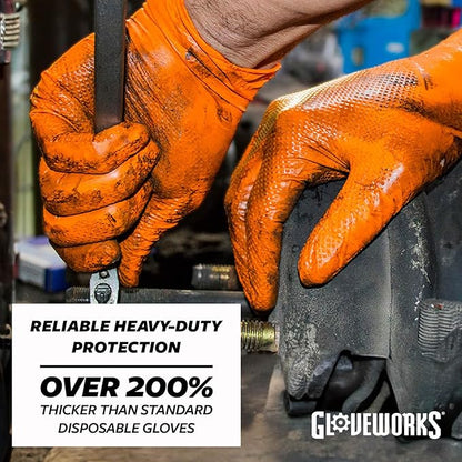 Gloveworks Heavy-Duty Disposable Gloves Powder-Free, Orange