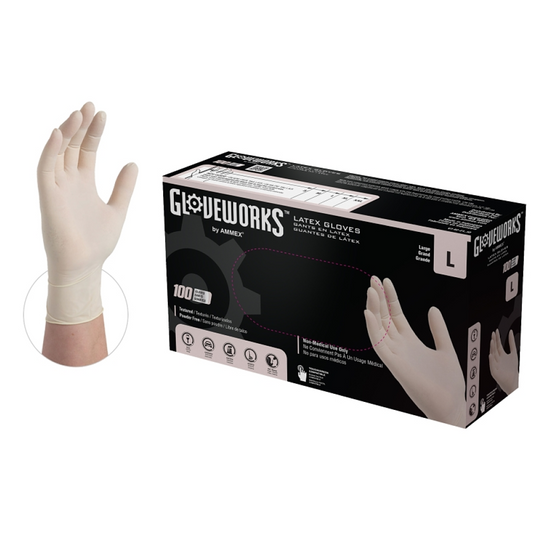 Gloveworks Disposable Gloves, Latex, Powder-Free, Ivory