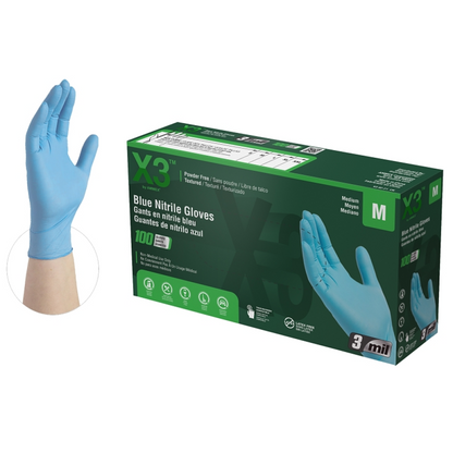 Ammex Non-Sterile Disposable Gloves, Powder-Free, Blue