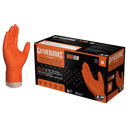 Gloveworks Heavy-Duty Disposable Gloves Powder-Free, Orange